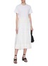 Figure View - Click To Enlarge - 3.1 PHILLIP LIM - Belted lace insert tiered skirt silk T-shirt dress