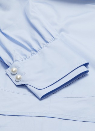  - 3.1 PHILLIP LIM - Belted back faux pearl cuff short sleeve shirt
