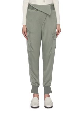 Main View - Click To Enlarge - 3.1 PHILLIP LIM - Belted foldover waist satin cargo jogging pants
