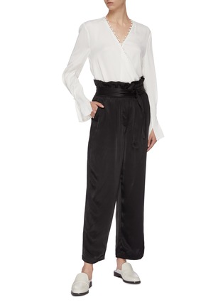 Figure View - Click To Enlarge - 3.1 PHILLIP LIM - Belted satin paperbag culottes
