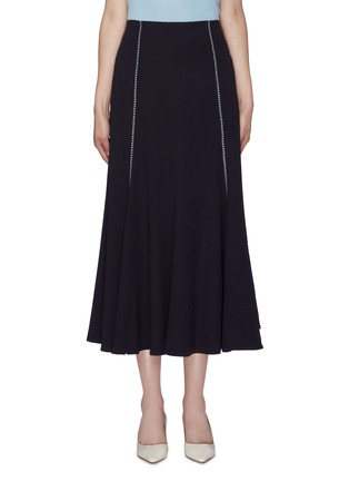 Main View - Click To Enlarge - GABRIELA HEARST - 'Amy' contrast topstitching flared wool-silk crepe skirt