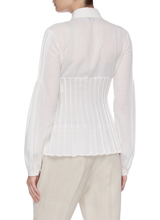 Back View - Click To Enlarge - GABRIELA HEARST - 'Gertrude' pintuck flared wool-cashmere twill shirt