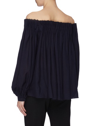 Back View - Click To Enlarge - GABRIELA HEARST - 'Otalora' pleated wool-cashmere off-shoulder blouse