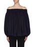 Main View - Click To Enlarge - GABRIELA HEARST - 'Otalora' pleated wool-cashmere off-shoulder blouse