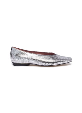 Main View - Click To Enlarge - PEDDER RED - 'Abe' choked-up metallic leather flats