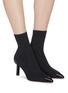 Figure View - Click To Enlarge - PEDDER RED - 'Julie' pin heel leather trim sock knit ankle boots