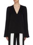 Main View - Click To Enlarge - GALVAN LONDON - 'Ray' pleated chiffon stripe flared sleeve crepe top