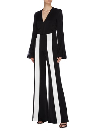 Figure View - Click To Enlarge - GALVAN LONDON - 'Marlene' stripe crepe wide leg pants