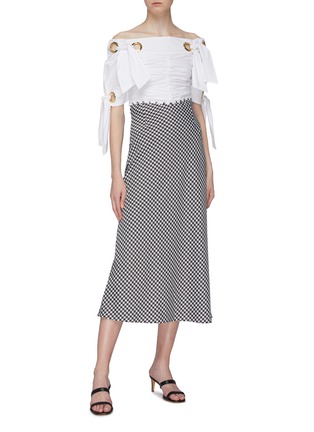 Figure View - Click To Enlarge - C/MEO COLLECTIVE - 'Provided' houndstooth print rouleau loop waist skirt