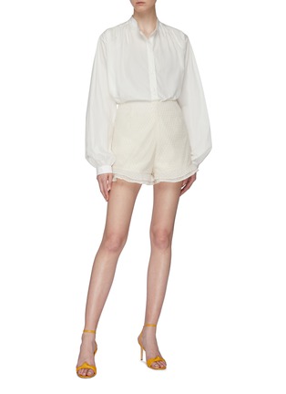 Figure View - Click To Enlarge - C/MEO COLLECTIVE - 'Talk This Over' dot embroidered ruffle cuff shorts