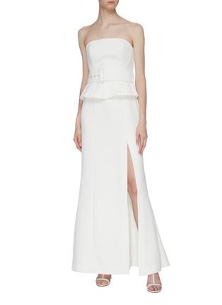 Figure View - Click To Enlarge - C/MEO COLLECTIVE - 'Mode' belted peplum strapless gown