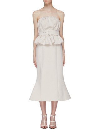 Main View - Click To Enlarge - C/MEO COLLECTIVE - 'Mode' belted ruched peplum dress