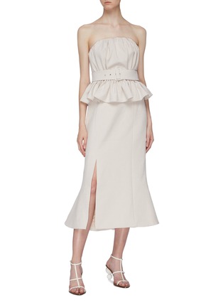 Figure View - Click To Enlarge - C/MEO COLLECTIVE - 'Mode' belted ruched peplum dress