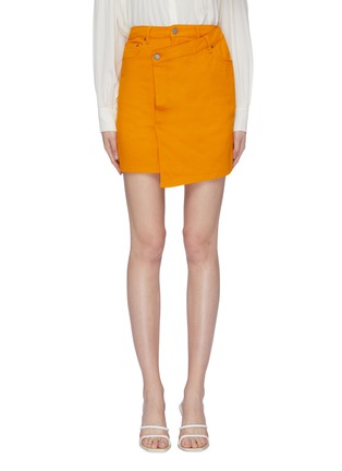Main View - Click To Enlarge Main View - Click To Enlarge - C/MEO COLLECTIVE - 'Regardless' asymmetric mock wrap denim skirt