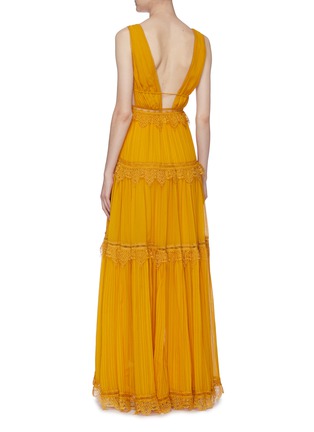 Back View - Click To Enlarge - SIMKHAI - Lace trim tiered stripe silk georgette dress