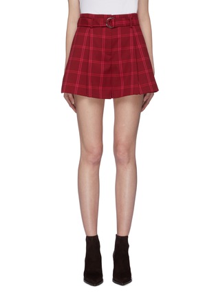 Main View - Click To Enlarge - SIMKHAI - Belted windowpane check pleated shorts