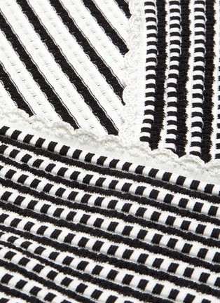  - SIMKHAI - Lace insert stripe Ottoman knit V-neck top