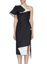 Main View - Click To Enlarge - MATICEVSKI - 'Aquatic' houndstooth check folded panel one shoulder dress