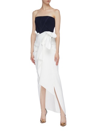 Figure View - Click To Enlarge - MATICEVSKI - 'Ephemeral' asymmetric gathered high-low skirt