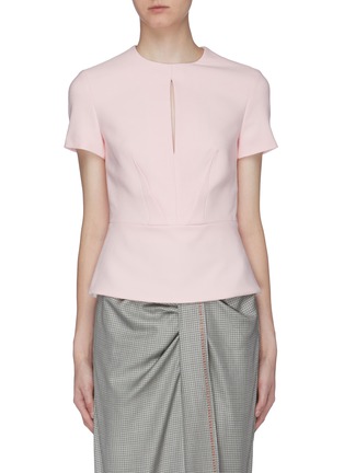 Main View - Click To Enlarge - ROLAND MOURET - 'Redgate' keyhole yoke crepe peplum top