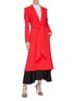 Figure View - Click To Enlarge - ROLAND MOURET - 'Hollywell' ruched tie waist wool crepe coat