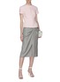 Figure View - Click To Enlarge - ROLAND MOURET - 'Aura' gathered knot front check virgin wool-silk skirt