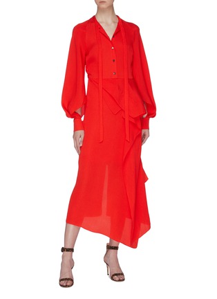Figure View - Click To Enlarge - ROLAND MOURET - 'Bocana' asymmetric drape silk jacquard shirt dress