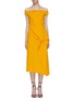 Main View - Click To Enlarge - ROLAND MOURET - 'Arch' asymmetric folded panel off-shoulder midi dress