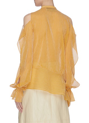 Back View - Click To Enlarge - ROLAND MOURET - 'Holcombe' ruffle cutout sleeve stripe chiffon top