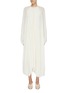 Main View - Click To Enlarge - THE ROW - 'Martina' mother-of-pearl beaded neckline pleated crepe dress