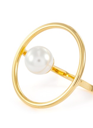 Detail View - Click To Enlarge - JOOMI LIM - Faux pearl hoop double-finger ring