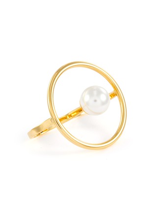 Main View - Click To Enlarge - JOOMI LIM - Faux pearl hoop double-finger ring