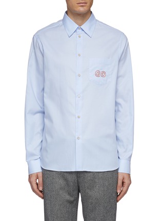 Main View - Click To Enlarge - GUCCI - GG logo embroidered Oxford shirt
