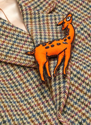  - GUCCI - Embellished deer patch wool houndstooth coat