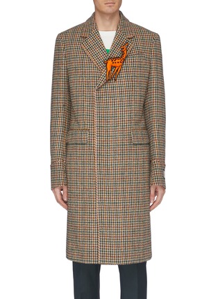Main View - Click To Enlarge - GUCCI - Embellished deer patch wool houndstooth coat