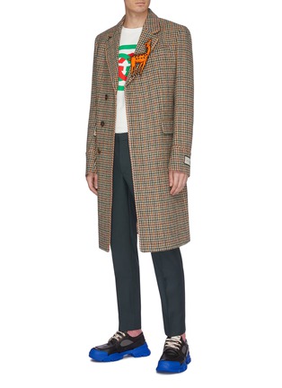 Figure View - Click To Enlarge - GUCCI - Embellished deer patch wool houndstooth coat