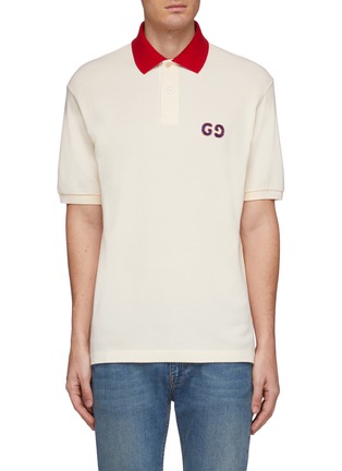Main View - Click To Enlarge - GUCCI - GG logo embroidered contrast collar polo shirt