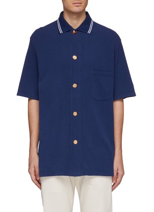 Main View - Click To Enlarge - GUCCI - GG logo button oversized boxy polo shirt