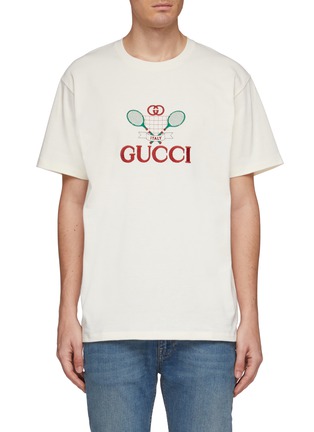 Main View - Click To Enlarge - GUCCI - 'Gucci Tennis' embroidered oversized T-shirt