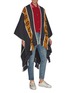 Figure View - Click To Enlarge - GUCCI - GG tape jacquard colourblock wool-cotton poncho