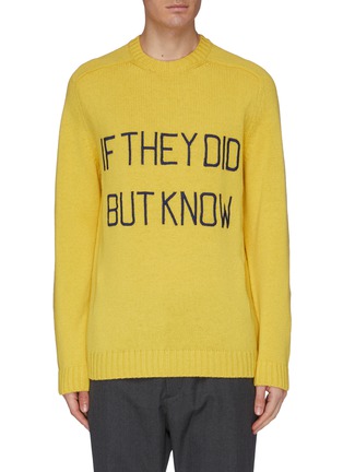 Main View - Click To Enlarge - GUCCI - Slogan embroidered crest jacquard wool sweater