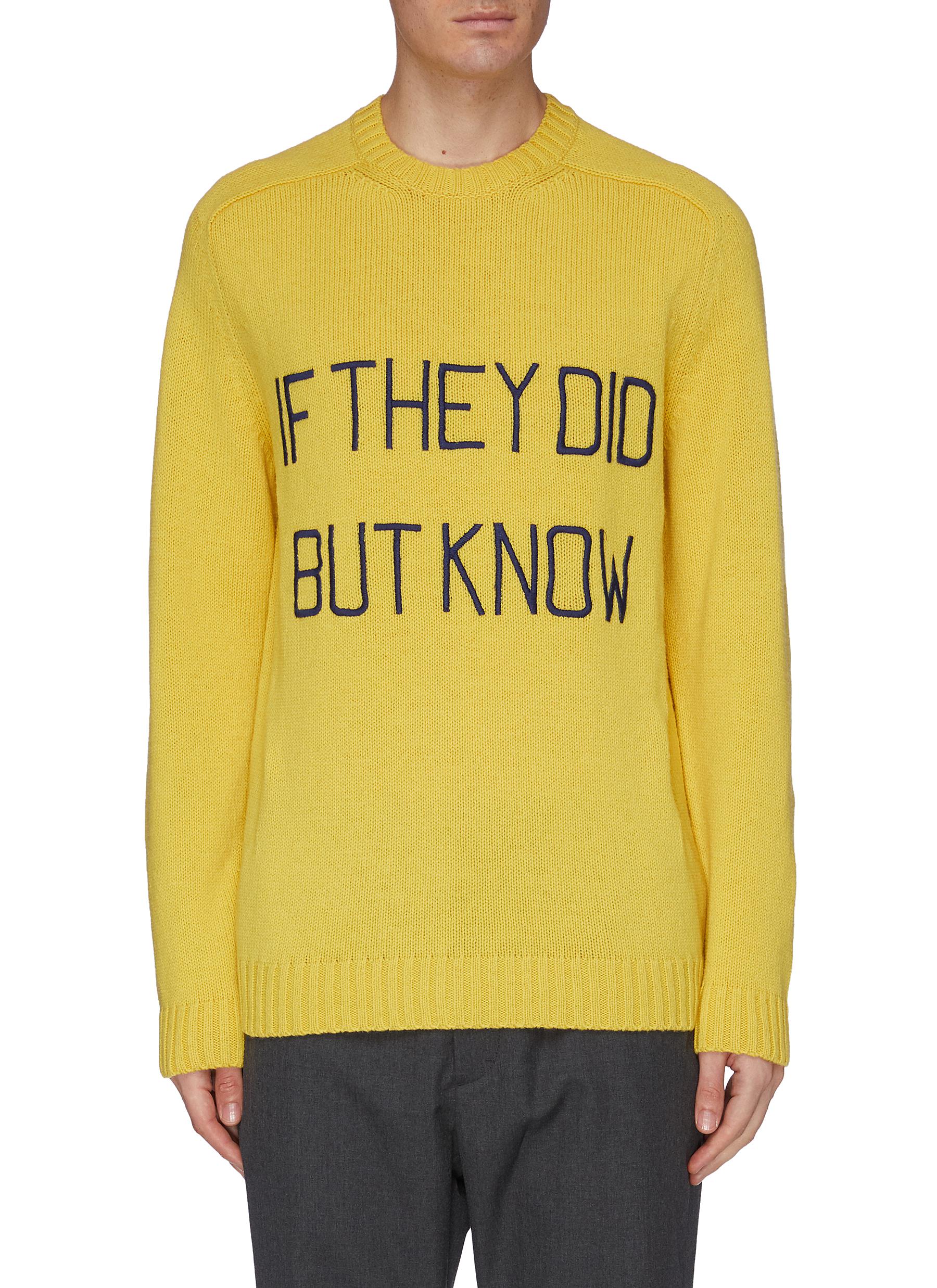 Effektivitet Patriotisk værst Gucci Slogan Embroidered Crest Jacquard Wool Sweater | ModeSens