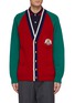 Main View - Click To Enlarge - GUCCI - 'Lyre Gucci Band' appliqué colourblock wool cardigan