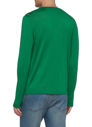 Back View - Click To Enlarge - GUCCI - GG logo stripe wool V-neck sweater