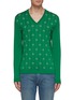 Main View - Click To Enlarge - GUCCI - GG logo stripe wool V-neck sweater