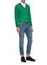 Figure View - Click To Enlarge - GUCCI - GG logo stripe wool V-neck sweater