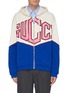 Main View - Click To Enlarge - GUCCI - 'Gucci Game' satin patch colourblock zip hoodie