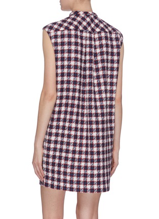 Back View - Click To Enlarge - GUCCI - Gingham check wool blend tweed sleeveless dress