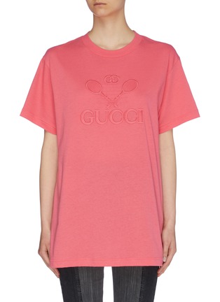 Main View - Click To Enlarge - GUCCI - 'Gucci Tennis' embroidered T-shirt
