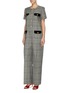 Detail View - Click To Enlarge - GUCCI - Belted flap pocket wool houndstooth check wide leg jumpsuit